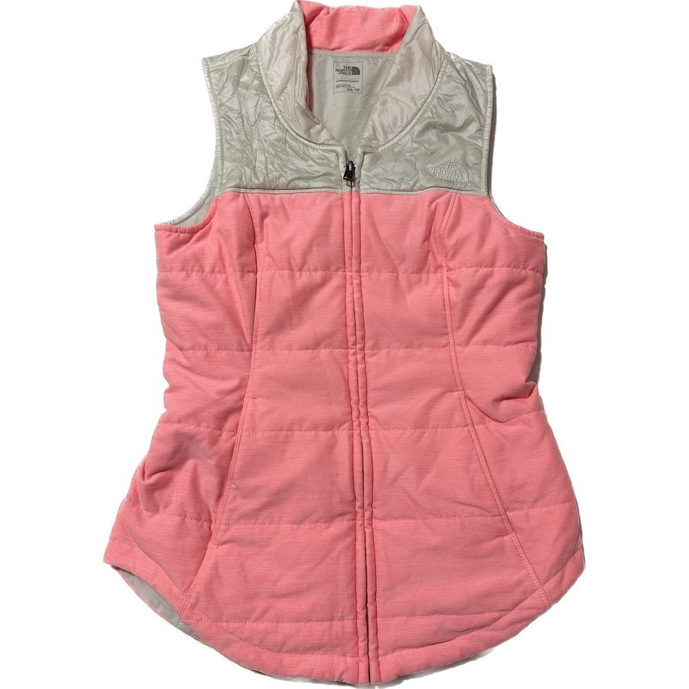 The North Face Vest Jacket Women XS Full Zip Lightweight Color Block Coral Pink